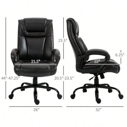 Vinsetto Big and Tall 400lbs Executive Office Chair with Wide, Computer Desk Chair with High Back PU Leather Ergonomic Upholstery, Adjustable Height and Swivel Wheels, Brown