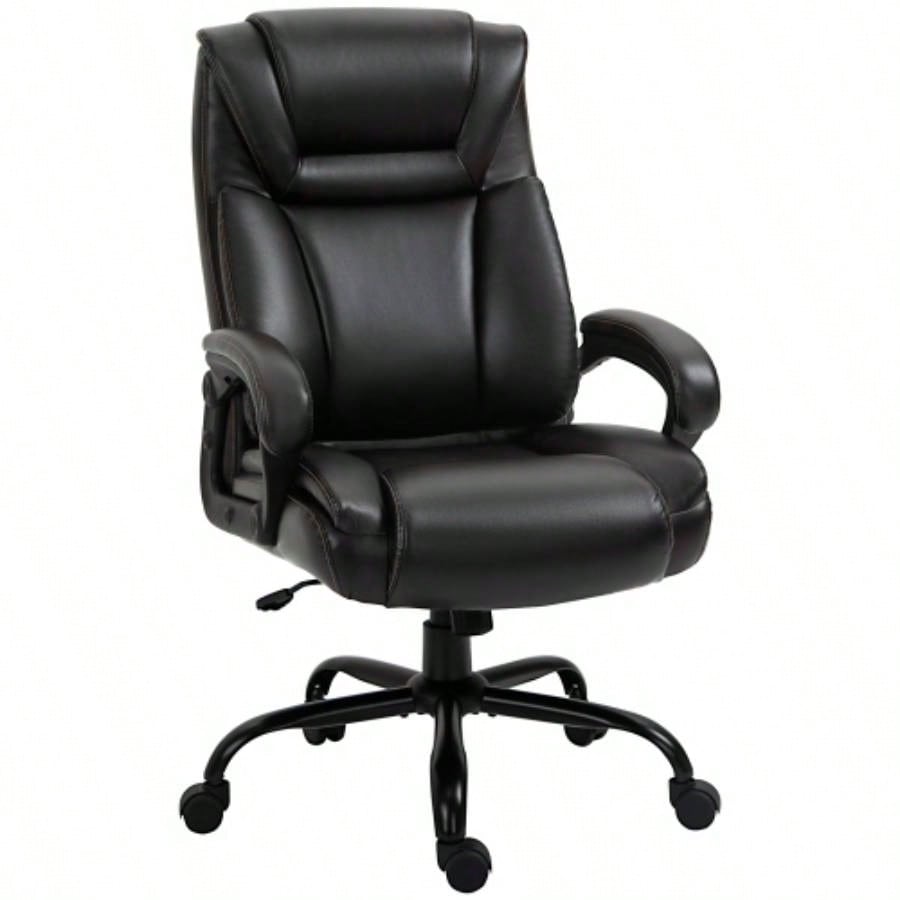 Vinsetto Big and Tall 400lbs Executive Office Chair with Wide, Computer Desk Chair with High Back PU Leather Ergonomic Upholstery, Adjustable Height and Swivel Wheels, Brown