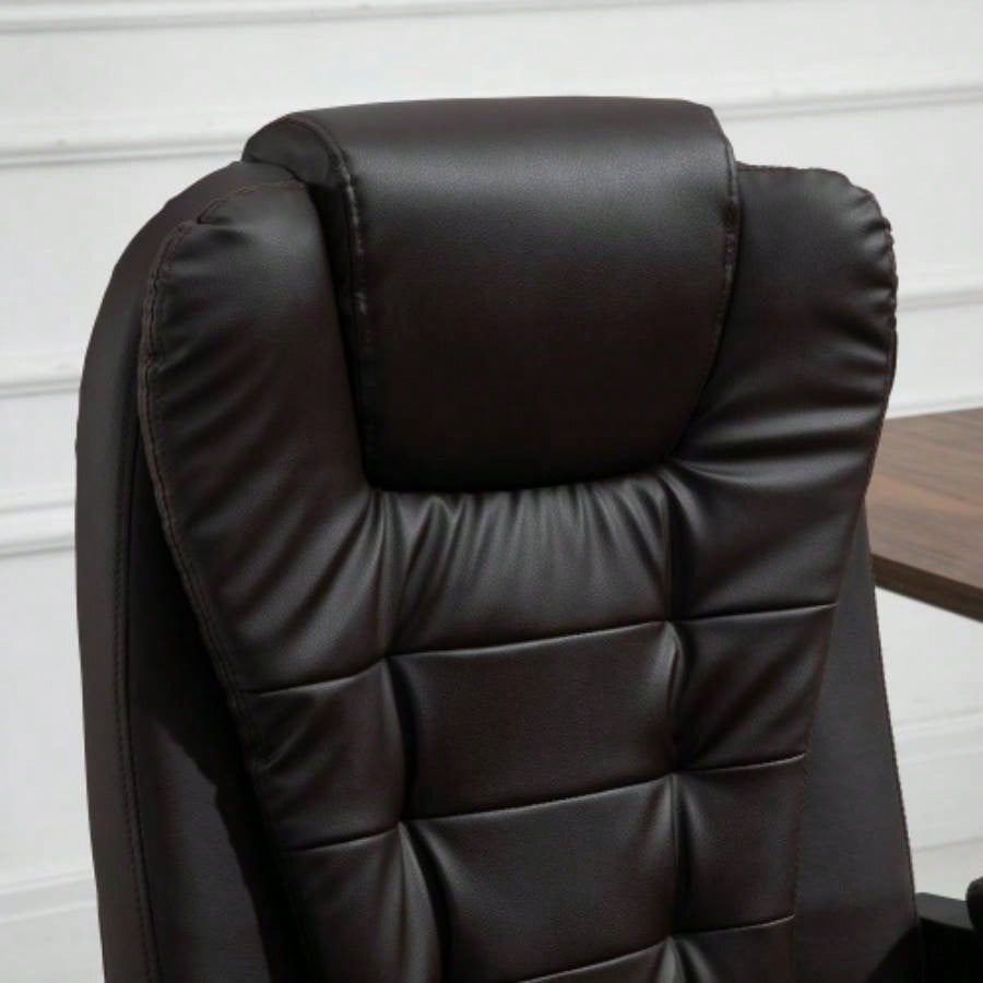 Vinsetto - Point Vibrating Massage Office Chair, High Back Executive Recliner with Lumbar Support, Footrest, Reclining Back, Adjustable Height, Brown