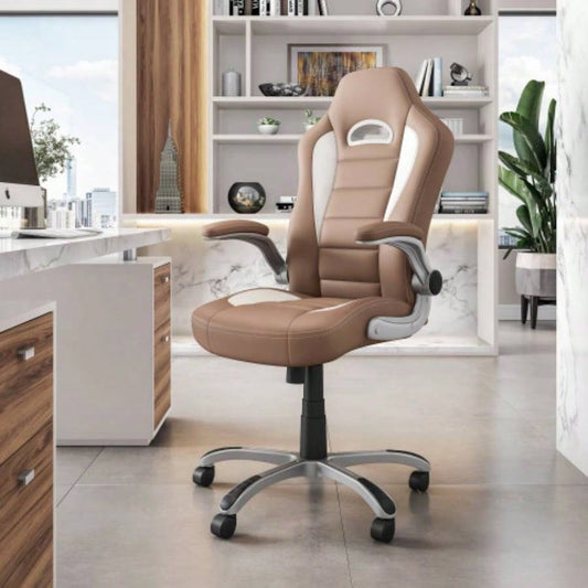 Techni Mobili High Back Executive Sport Race Office Chair with Flip - Up Arms,