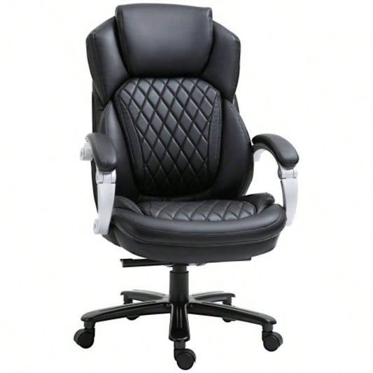 Vinsetto Big and Tall Executive Office Chair with Wide, Computer Desk Chair with High Back Stitching, Adjustable Height Swivel Wheels, Black