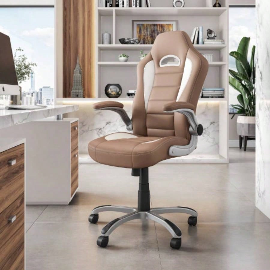 Techni Mobili High Back Executive Sport Race Office Chair with Flip - Up Arms,