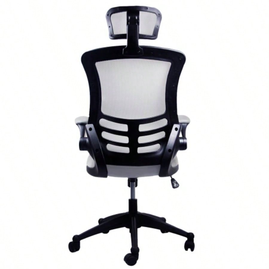 Techni Mobili Modern High - Back Mesh Executive Office Chair with Headrest and Flip - Up Arms, Silver