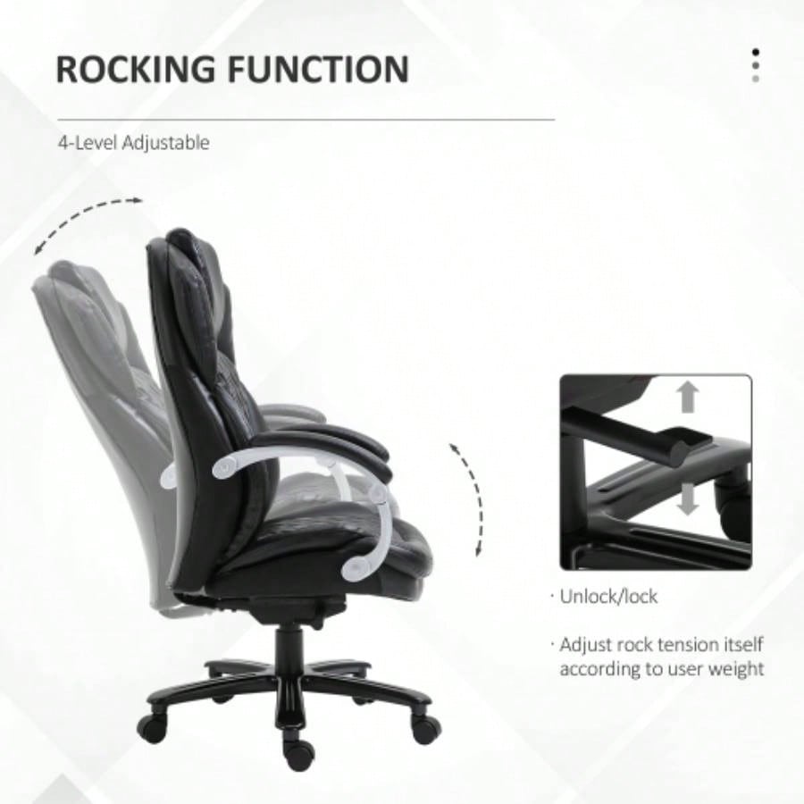 Vinsetto Big and Tall Executive Office Chair with Wide, Computer Desk Chair with High Back Stitching, Adjustable Height Swivel Wheels, Black