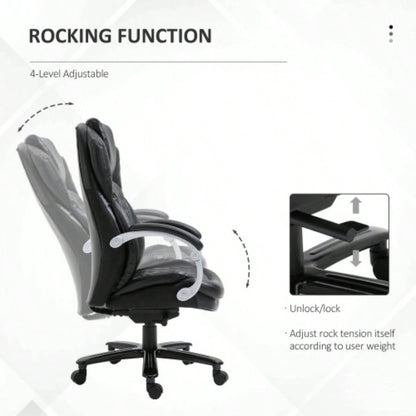 Vinsetto Big and Tall Executive Office Chair with Wide, Computer Desk Chair with High Back Stitching, Adjustable Height Swivel Wheels, Black