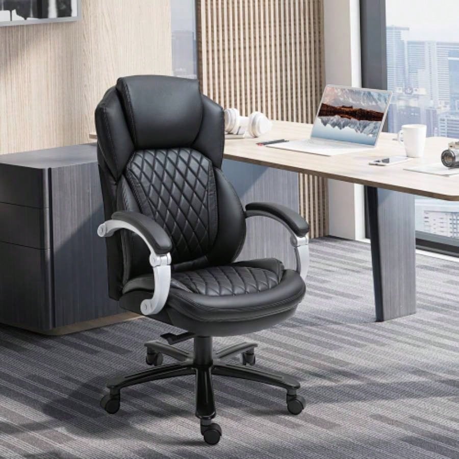 Vinsetto Big and Tall Executive Office Chair with Wide, Computer Desk Chair with High Back Stitching, Adjustable Height Swivel Wheels, Black