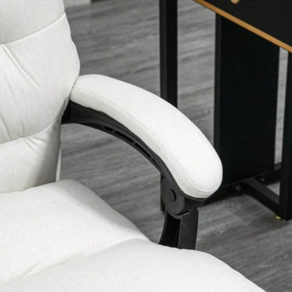 Vinsetto Microfibre Executive Massage Office Chair, Computer Desk Chair, Heated Reclining Chair with Footrest, Double - tier Padding, Swivel Wheels, White