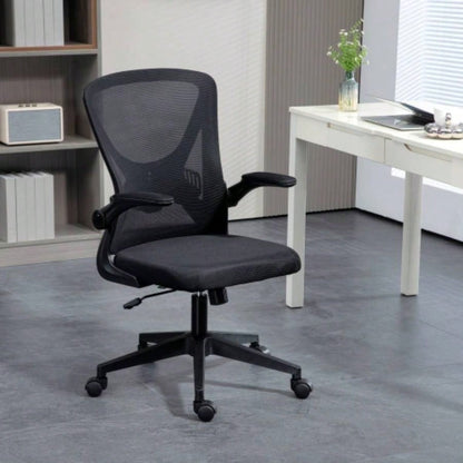 Vinsetto Mid - Back Mesh Home Office Chair, Ergonomic Computer Task Chair with Lumbar Back Support, Adjustable Height, and Flip - Up Arms, Black