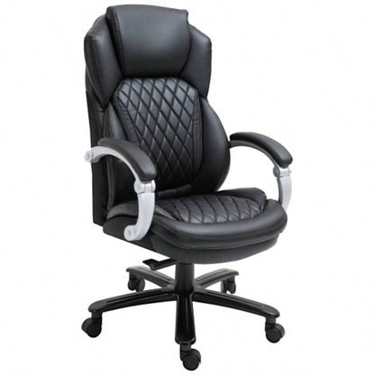 Vinsetto Big and Tall Executive Office Chair with Wide, Computer Desk Chair with High Back Stitching, Adjustable Height Swivel Wheels, Black