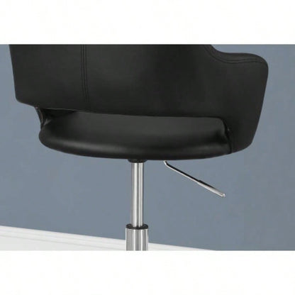 Office Chair, Adjustable Height, Swivel, Ergonomic, Armrests, Computer Desk, Work, Black Leather Look, Metal, Contemporary, Modern