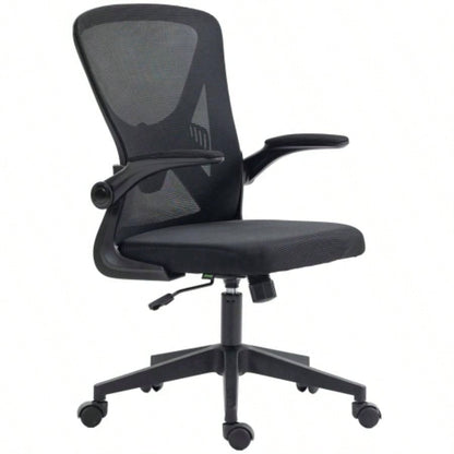 Vinsetto Mid - Back Mesh Home Office Chair, Ergonomic Computer Task Chair with Lumbar Back Support, Adjustable Height, and Flip - Up Arms, Black