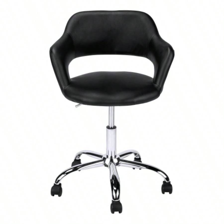 Office Chair, Adjustable Height, Swivel, Ergonomic, Armrests, Computer Desk, Work, Black Leather Look, Metal, Contemporary, Modern