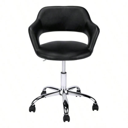 Office Chair, Adjustable Height, Swivel, Ergonomic, Armrests, Computer Desk, Work, Black Leather Look, Metal, Contemporary, Modern