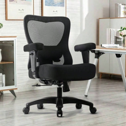 Big Office Chair, Large Ergonomic Executive Chair Heavy Duty People, Computer Desk Task Chair with Wheels, Thick Cushion Chair Home Sturdy, Black