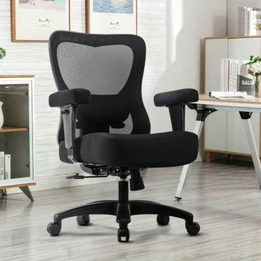 Big Office Chair, Large Ergonomic Executive Chair Heavy Duty People, Computer Desk Task Chair with Wheels, Thick Cushion Chair Home Sturdy, Black