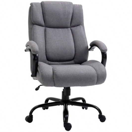 High Back Big and Tall Executive Office Chair 484lbs with Wide, Computer Desk Chair with Linen Fabric, Adjustable Height, Swivel Wheels, Light
