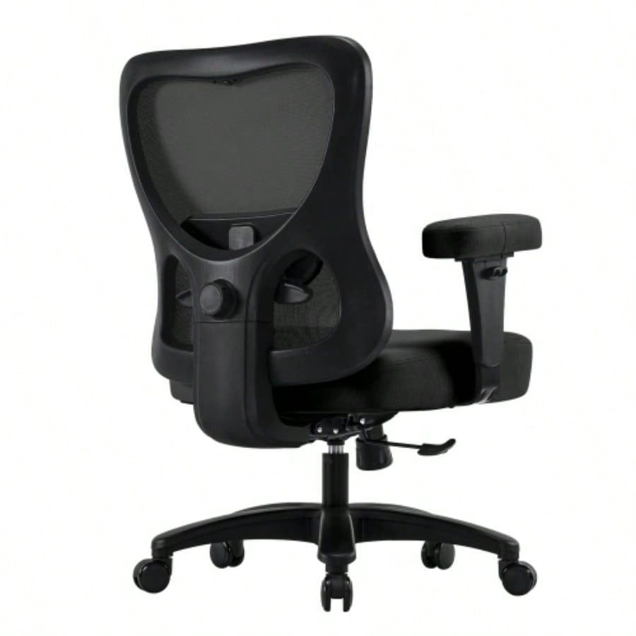 Big Office Chair, Large Ergonomic Executive Chair Heavy Duty People, Computer Desk Task Chair with Wheels, Thick Cushion Chair Home Sturdy, Black