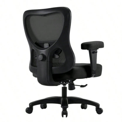 Big Office Chair, Large Ergonomic Executive Chair Heavy Duty People, Computer Desk Task Chair with Wheels, Thick Cushion Chair Home Sturdy, Black