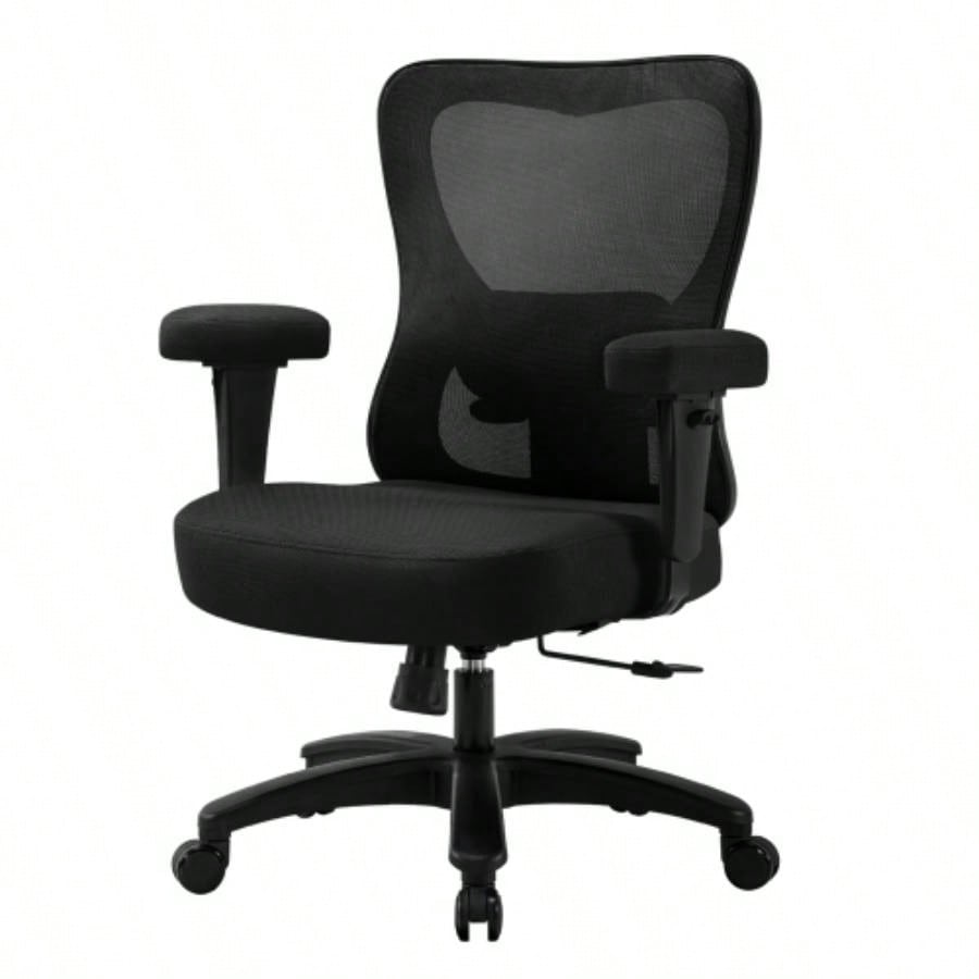 Big Office Chair, Large Ergonomic Executive Chair Heavy Duty People, Computer Desk Task Chair with Wheels, Thick Cushion Chair Home Sturdy, Black