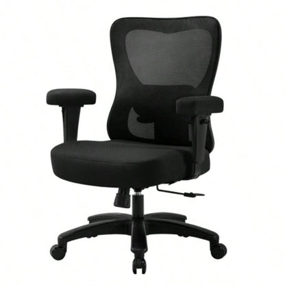 Big Office Chair, Large Ergonomic Executive Chair Heavy Duty People, Computer Desk Task Chair with Wheels, Thick Cushion Chair Home Sturdy, Black