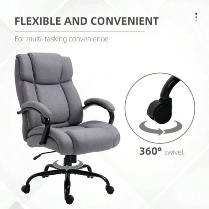 High Back Big and Tall Executive Office Chair 484lbs with Wide, Computer Desk Chair with Linen Fabric, Adjustable Height, Swivel Wheels, Light