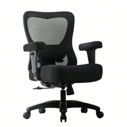 Big Office Chair, Large Ergonomic Executive Chair Heavy Duty People, Computer Desk Task Chair with Wheels, Thick Cushion Chair Home Sturdy, Black