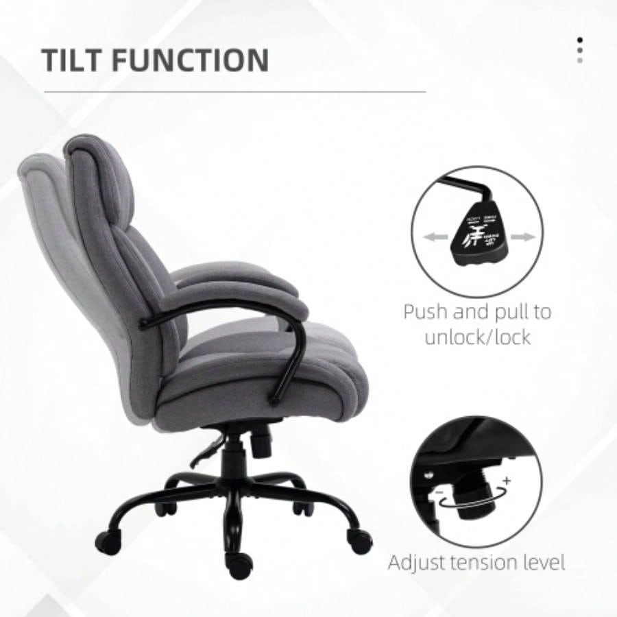High Back Big and Tall Executive Office Chair 484lbs with Wide, Computer Desk Chair with Linen Fabric, Adjustable Height, Swivel Wheels, Light