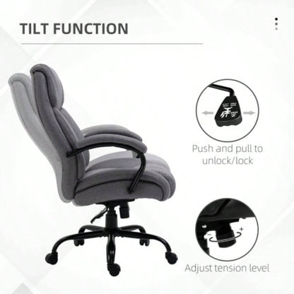 High Back Big and Tall Executive Office Chair 484lbs with Wide, Computer Desk Chair with Linen Fabric, Adjustable Height, Swivel Wheels, Light