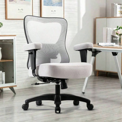 Big Office Chair, Large Ergonomic Executive Chair Heavy Duty People, Computer Desk Task Chair with Wheels, Thick Cushion Chair Home Sturdy, Black
