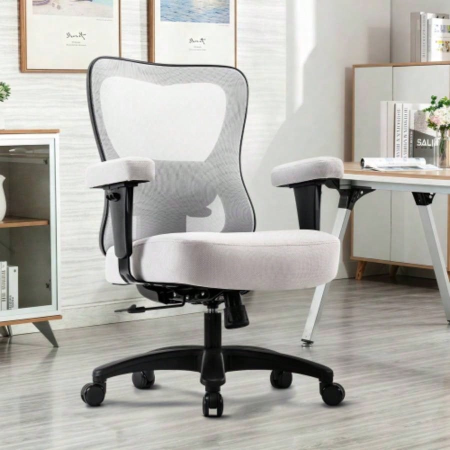 Big Office Chair, Large Ergonomic Executive Chair Heavy Duty People, Computer Desk Task Chair with Wheels, Thick Cushion Chair Home Sturdy, Black
