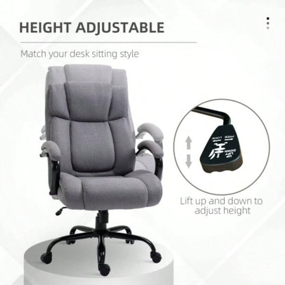 High Back Big and Tall Executive Office Chair 484lbs with Wide, Computer Desk Chair with Linen Fabric, Adjustable Height, Swivel Wheels, Light