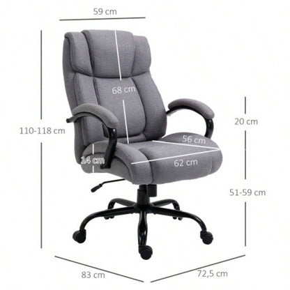 High Back Big and Tall Executive Office Chair 484lbs with Wide, Computer Desk Chair with Linen Fabric, Adjustable Height, Swivel Wheels, Light