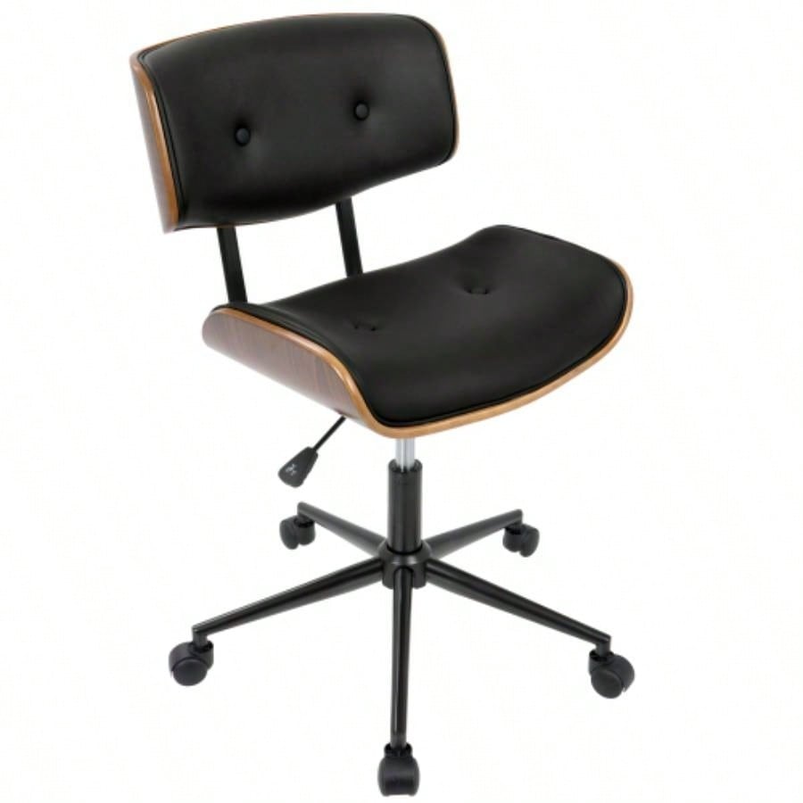 Lombardi Mid - Modern Adjustable Office Chair with Swivel in Walnut and Black by LumiSource