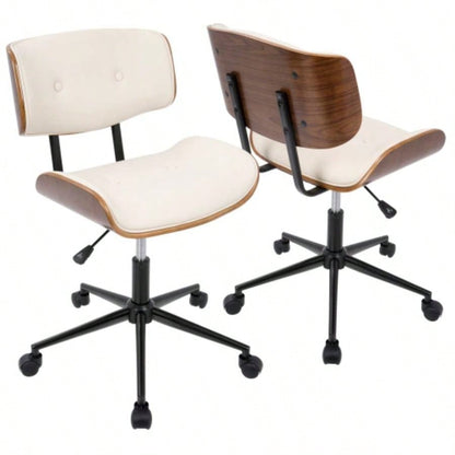 Lombardi Mid - Modern Adjustable Office Chair with Swivel in Walnut and by LumiSource