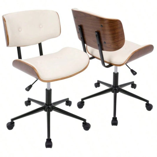 Lombardi Mid - Modern Adjustable Office Chair with Swivel in Walnut and by LumiSource