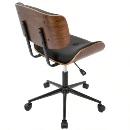 Lombardi Mid - Modern Adjustable Office Chair with Swivel in Walnut and Black by LumiSource