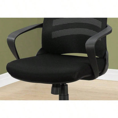 Office Chair, Adjustable Height, Swivel, Ergonomic, Armrests, Computer Desk, Work, Black Mesh, Black Metal, Contemporary, Modern