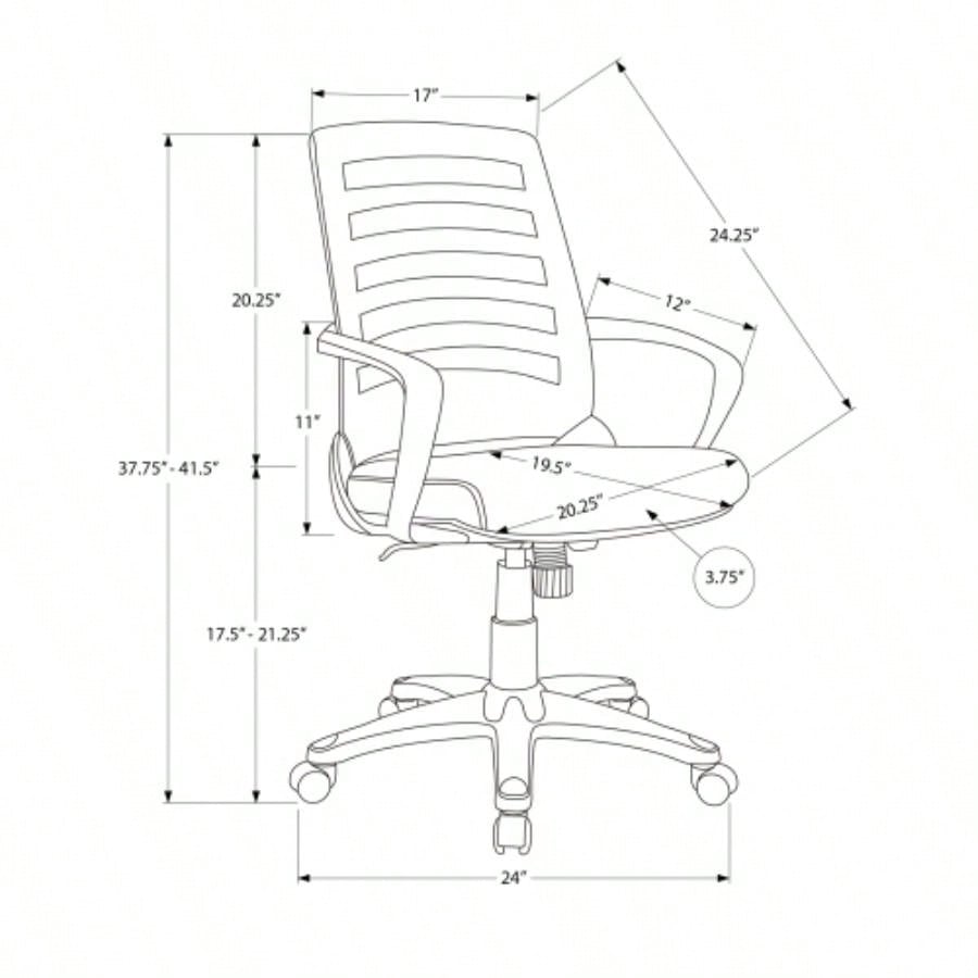 Office Chair, Adjustable Height, Swivel, Ergonomic, Armrests, Computer Desk, Work, Black Mesh, Black Metal, Contemporary, Modern