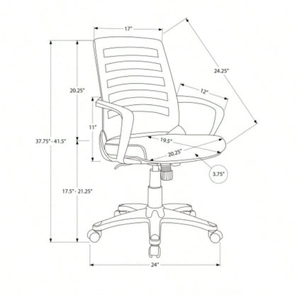 Office Chair, Adjustable Height, Swivel, Ergonomic, Armrests, Computer Desk, Work, Black Mesh, Black Metal, Contemporary, Modern