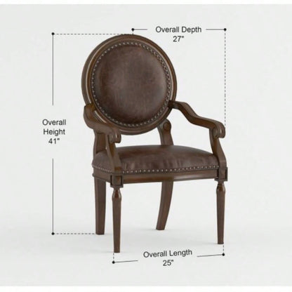 Formal Traditional Armchair Dark Brown Faux Leather Upholstery Nailhead Trim Solid Wood Furniture 1pc Classic Desk Chair