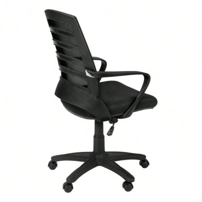 Office Chair, Adjustable Height, Swivel, Ergonomic, Armrests, Computer Desk, Work, Black Mesh, Black Metal, Contemporary, Modern