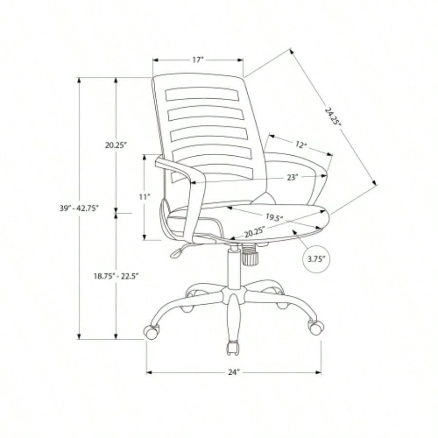 Office Chair, Adjustable Height, Swivel, Ergonomic, Armrests, Computer Desk, Work, Mesh, Metal, Contemporary, Modern