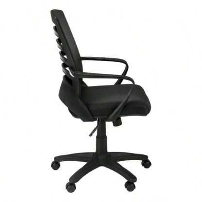 Office Chair, Adjustable Height, Swivel, Ergonomic, Armrests, Computer Desk, Work, Black Mesh, Black Metal, Contemporary, Modern