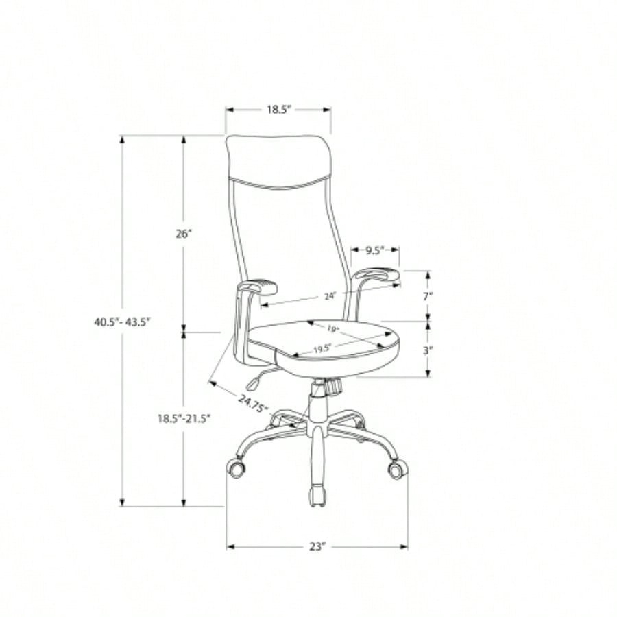 Office Chair, Adjustable Height, Swivel, Ergonomic, Armrests, Computer Desk, Work, Black Mesh, Black Metal, Contemporary, Modern