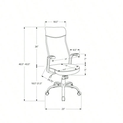 Office Chair, Adjustable Height, Swivel, Ergonomic, Armrests, Computer Desk, Work, Black Mesh, Black Metal, Contemporary, Modern