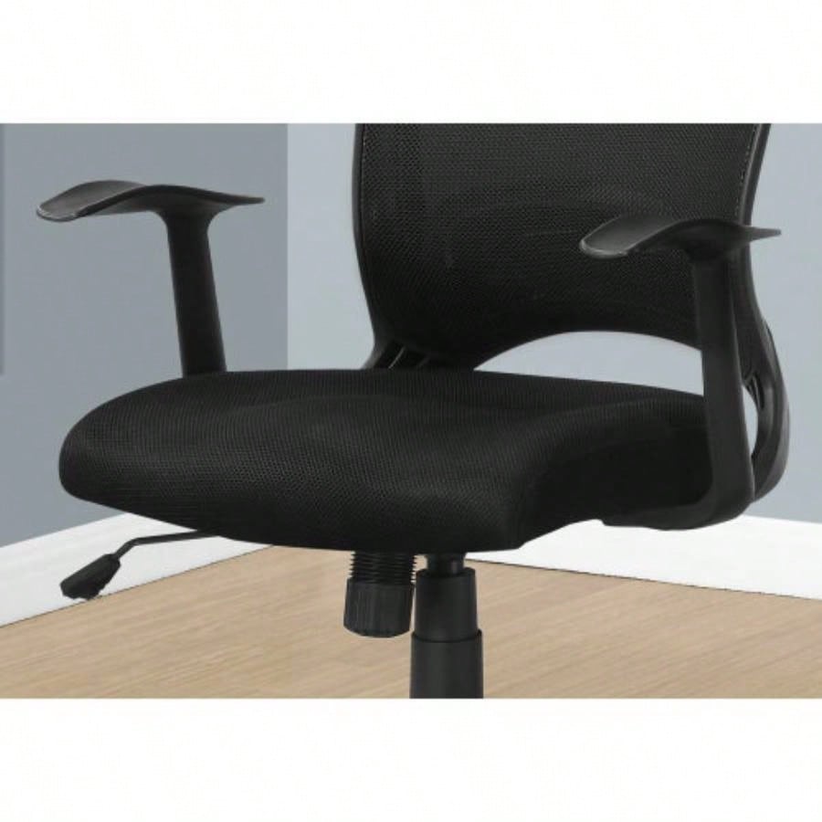 Office Chair, Adjustable Height, Swivel, Ergonomic, Armrests, Computer Desk, Work, Black Mesh, Black Metal, Contemporary, Modern
