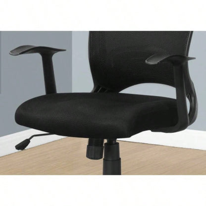Office Chair, Adjustable Height, Swivel, Ergonomic, Armrests, Computer Desk, Work, Black Mesh, Black Metal, Contemporary, Modern