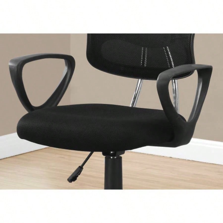 Office Chair, Adjustable Height, Swivel, Ergonomic, Armrests, Computer Desk, Work, Juvenile, Black Mesh, Black Metal, Contemporary, Modern