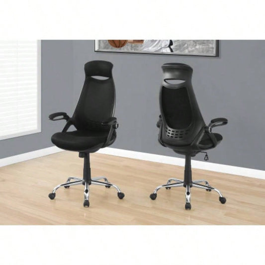 Office Chair, Adjustable Height, Swivel, Ergonomic, Armrests, Computer Desk, Work, Black Mesh, Metal, Contemporary, Modern