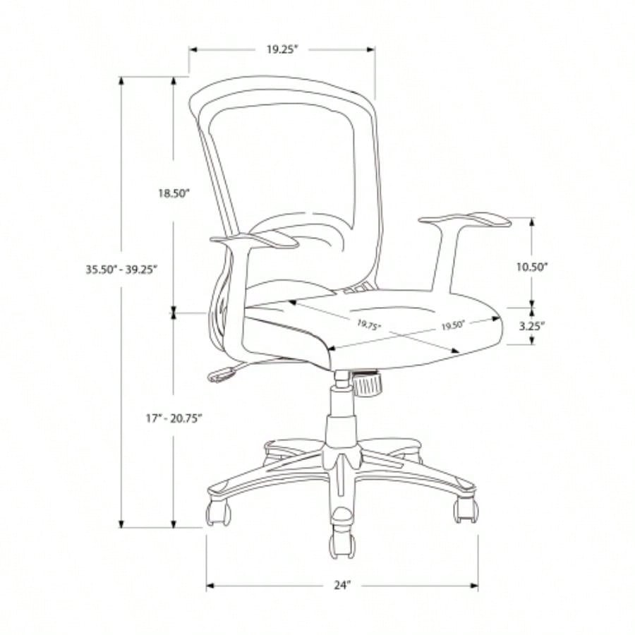 Office Chair, Adjustable Height, Swivel, Ergonomic, Armrests, Computer Desk, Work, Black Mesh, Black Metal, Contemporary, Modern